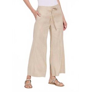 LYSSE Nixie Drawstring Linen Wide Leg Pant Womens Medium Linen Color